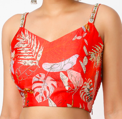 RED TROPICALLY INDIAN BODICE